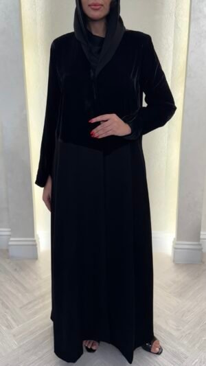 Half velvet abaya
