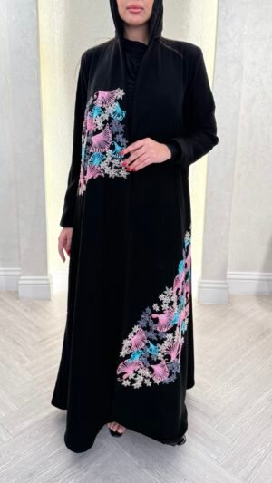 Colorful embroidery abaya